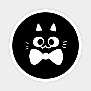 cat face with bow tie // white Magnet